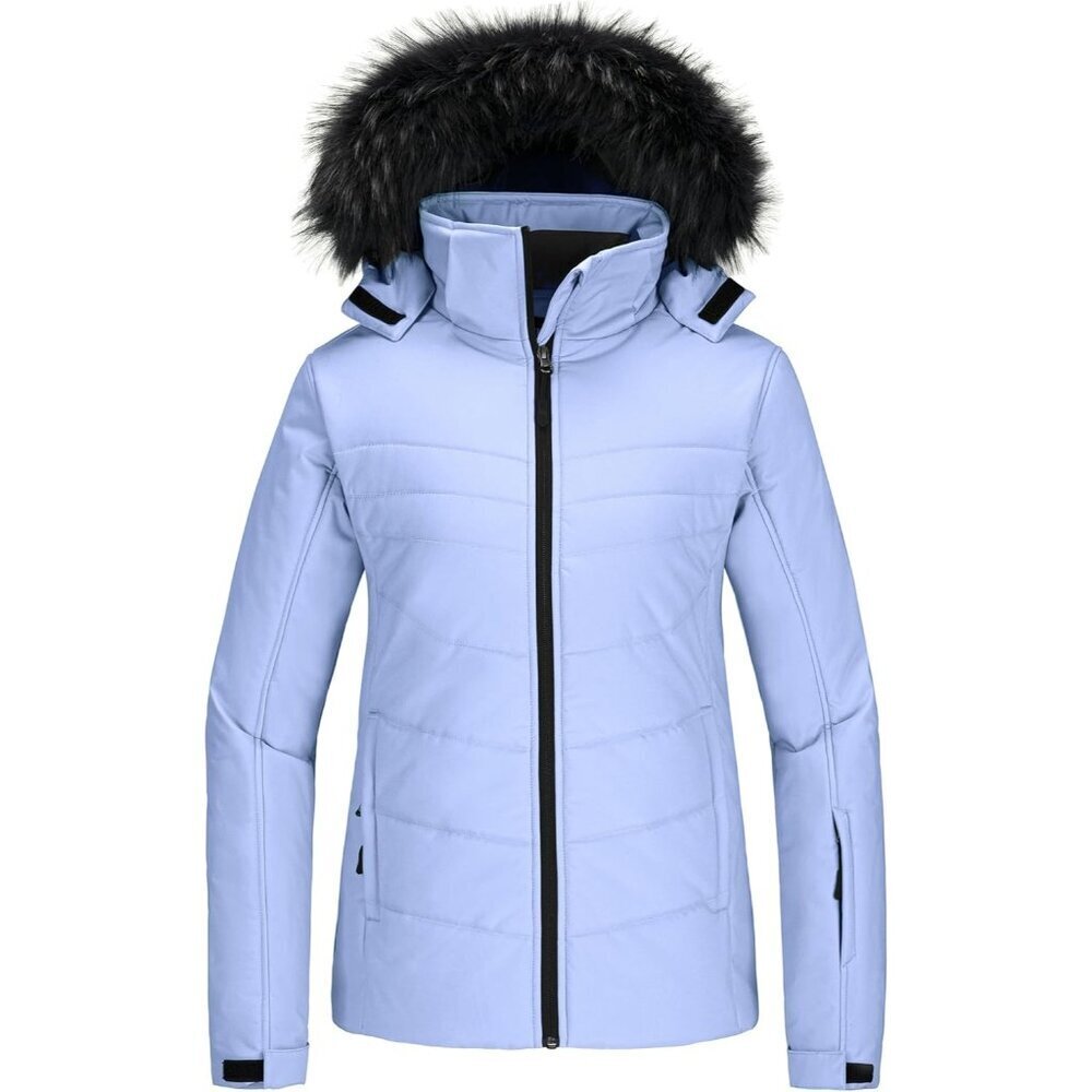 Women's Lilac Waterproof Ski Winter Warm Puffer Thick Hooded Winter Jacket
